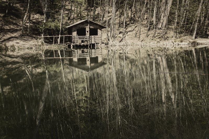 Abandoned house by the lake. Ai Petri mountain royalty free stock photo Abandoned house by the lake. Ai Petri mountain royalty free stock photo
