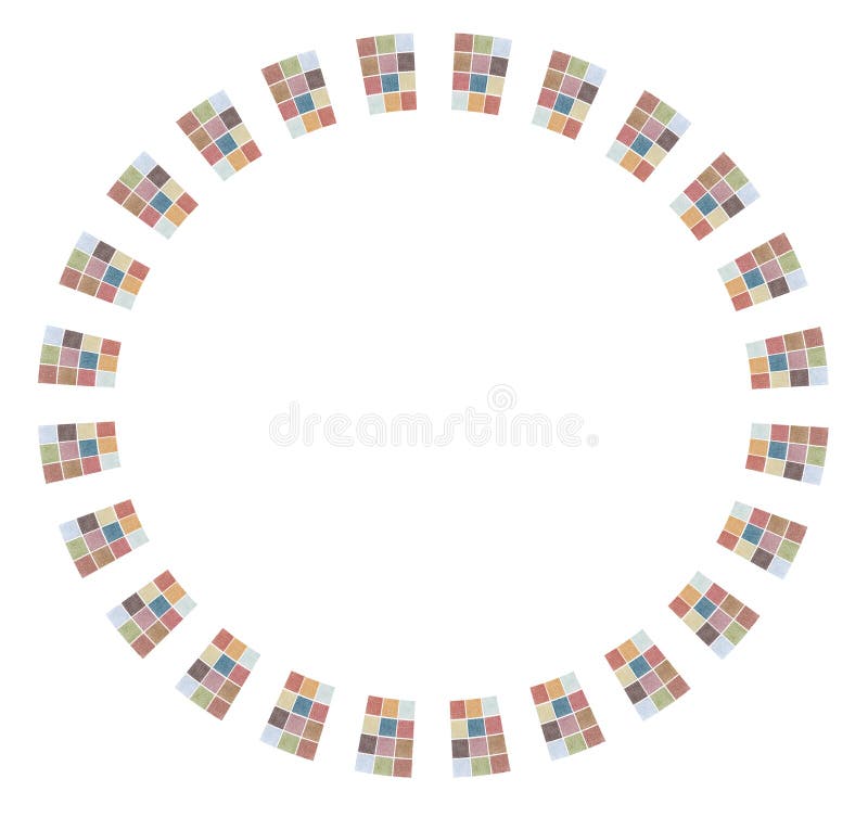 Abstract round Pencil hand drawing with square lght colors stock illustration