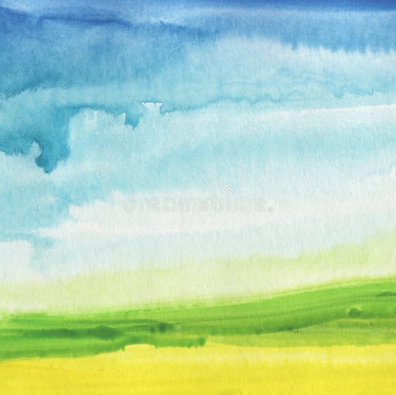 Abstract watercolor hand painted landscape background. stock image
