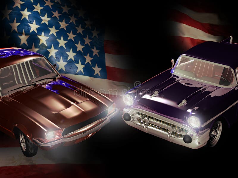 American classic cars vector illustration
