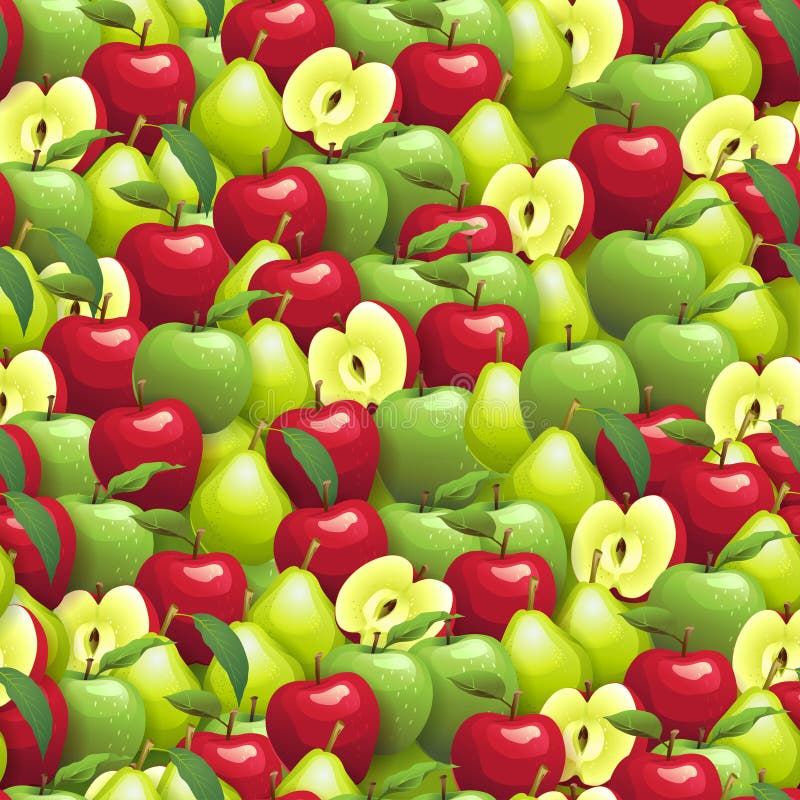 Apple and pear seamless pattern stock illustration