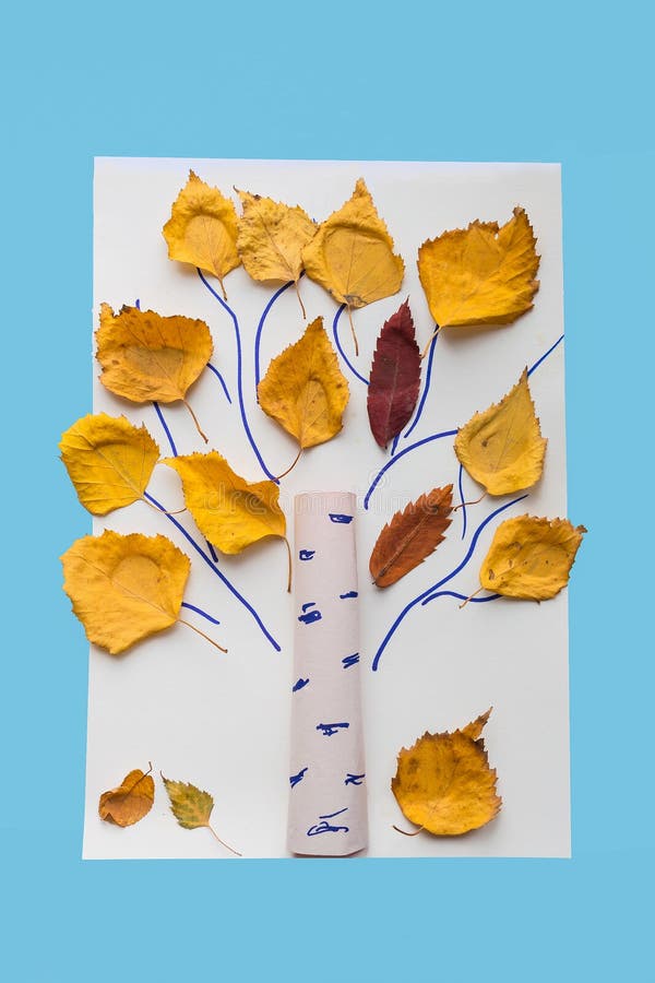 Autumn crafts for kids. Children`s fall crafts made from autumn royalty free stock photos