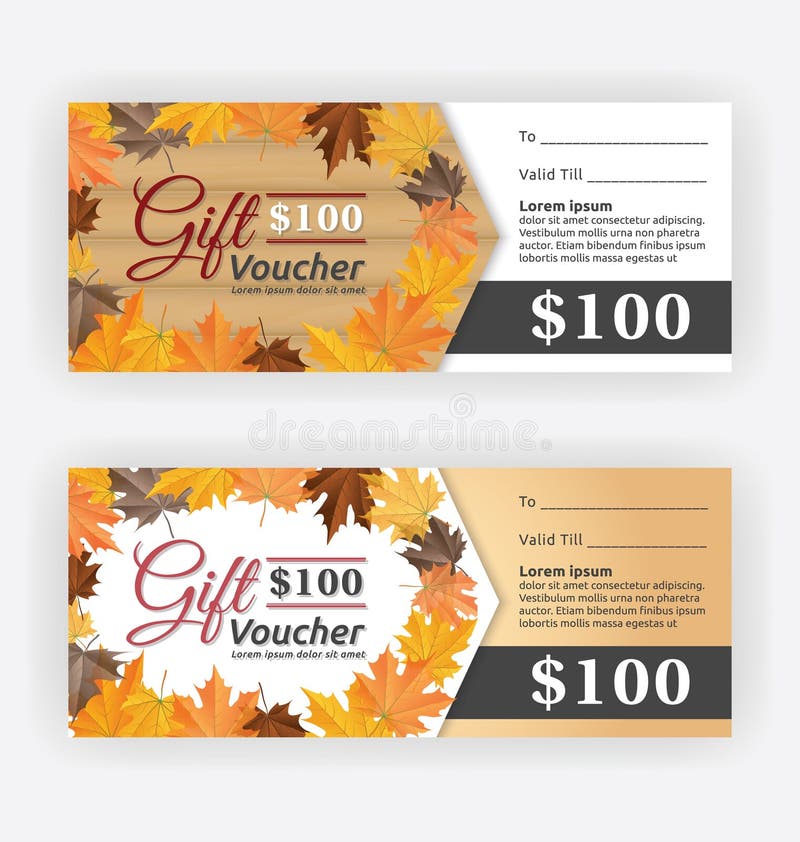Autumn gift voucher certificate template. Vector illustration royalty free illustration