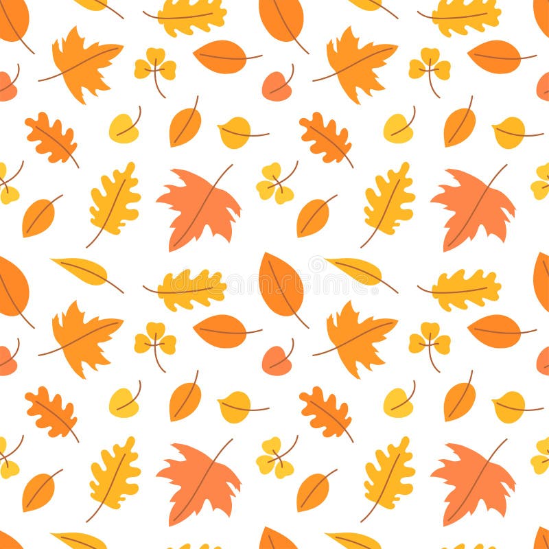 Autumn leaves. Seamless pattern. Vector yellow and orange leaf. Scrapbook, gift wrapping paper, textiles. Hello, october. Color. Background vector illustration