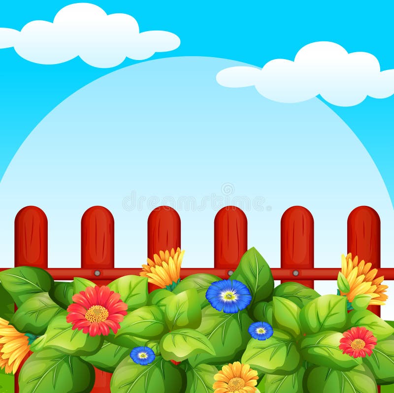 Background scene with flowers in garden. Illustration royalty free illustration