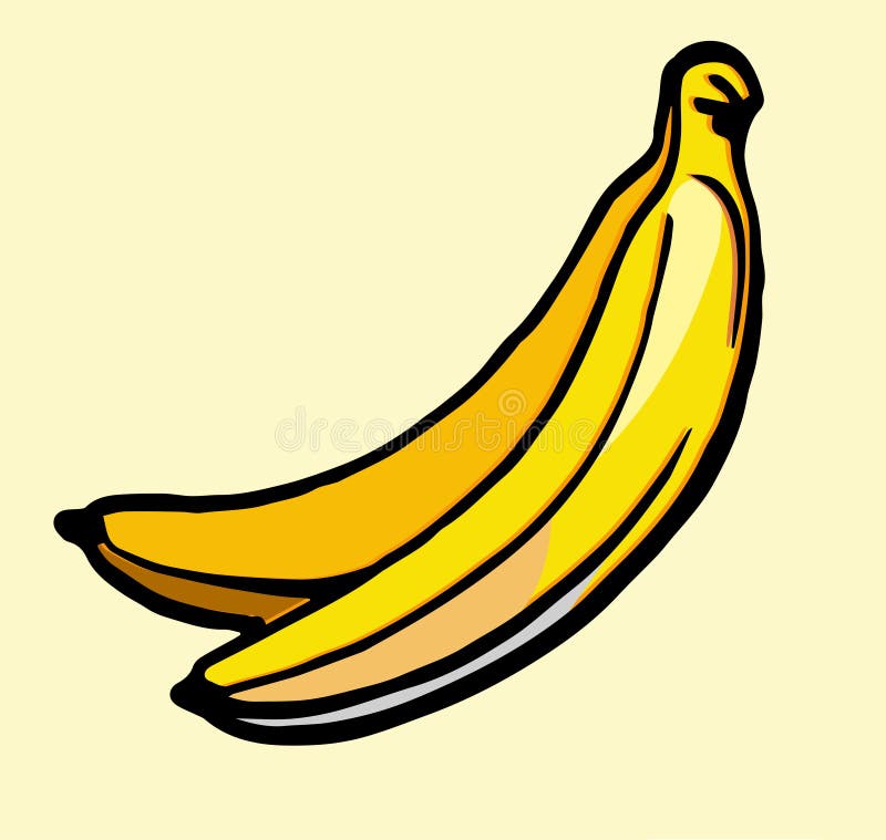 Banana. Hand drawing. Juicy ripe fruit. Drawing by ink, felt-tip pen, marker. A simple sketch of a banana. Isolated on a monochrom. E background. Banana are vector illustration