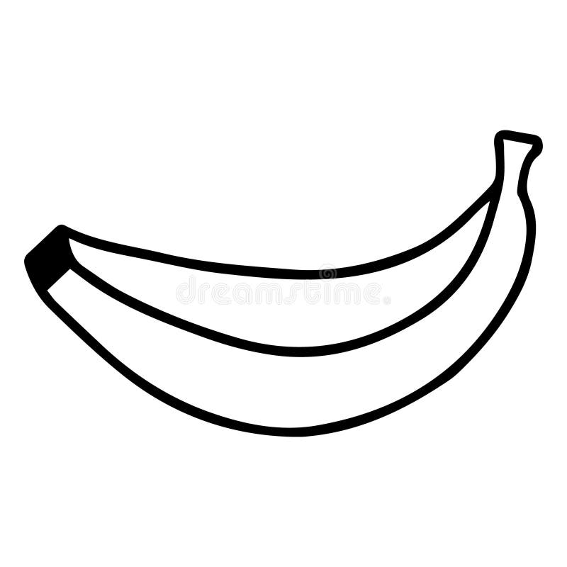Banana vector drawing . Doodles. Hand drawing . One banana isolated on a white background. Exotic fruit. Black and white image. Outline. Coloring stock illustration