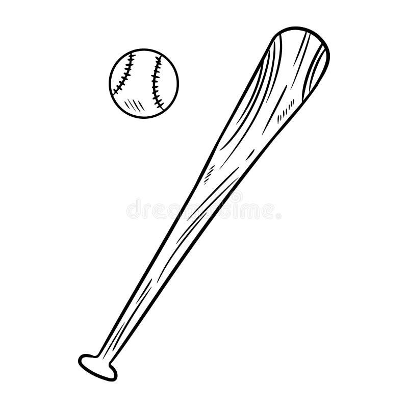 Baseball and baseball bat doodle hand drawn sketch image. Baseball and baseball bat doodle hand drawn sketch royalty free illustration