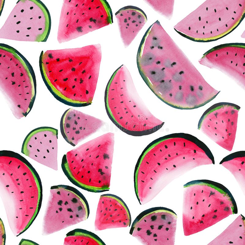 Beautiful wonderful bright colorful delicious tasty yummy ripe juicy cute lovely red summer fresh dessert slices of watermelon pai stock illustration