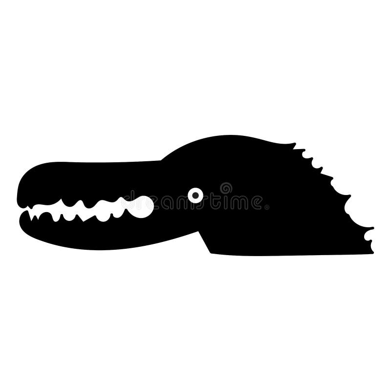 Black abstract silhouette head crocodile design drawing figure pattern.  stock illustration