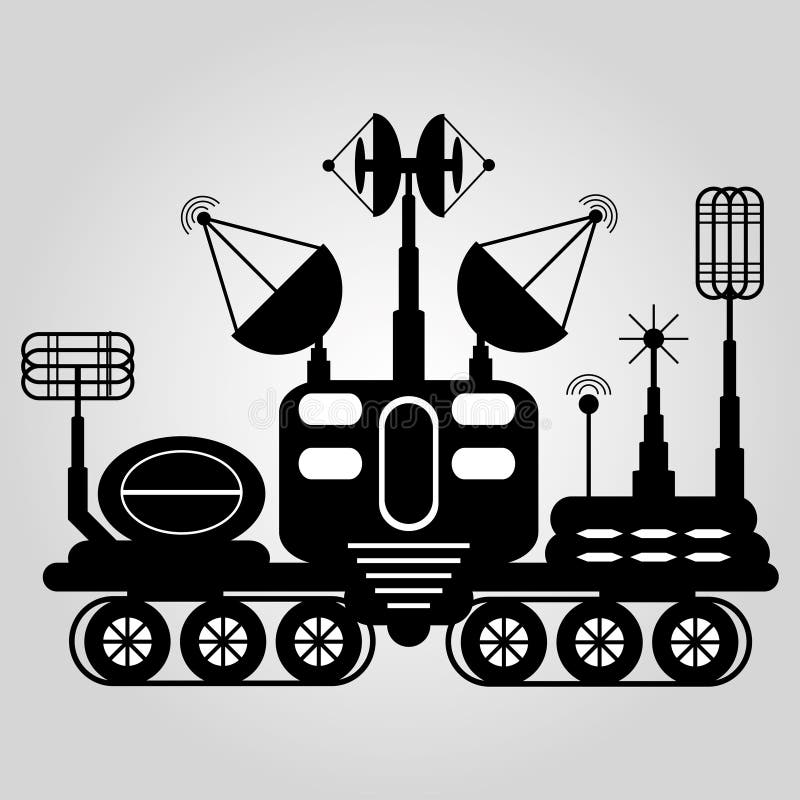 Black and white graphic illustration lunar rover stock illustration Black and white graphic illustration lunar rover stock illustration