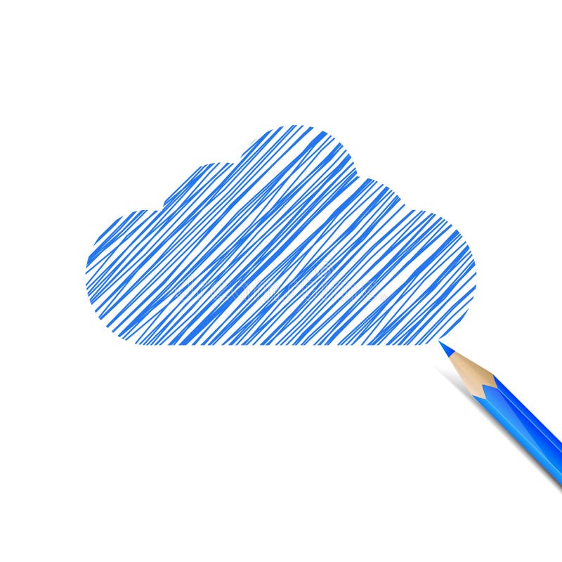 Blue cloud drawn with pencil. Cloud drawn with blue pencil on white background royalty free illustration Blue cloud drawn with pencil. Cloud drawn with blue pencil on white background royalty free illustration