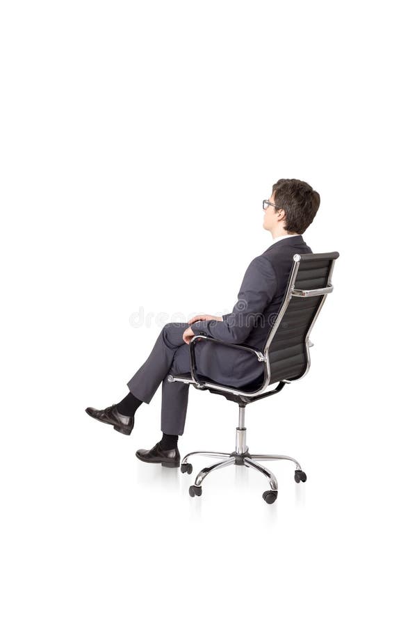 Businessman on chair. Businessman sitting on chair. Side view. Isolated. Concept of work stock image Businessman on chair. Businessman sitting on chair. Side view. Isolated. Concept of work stock image