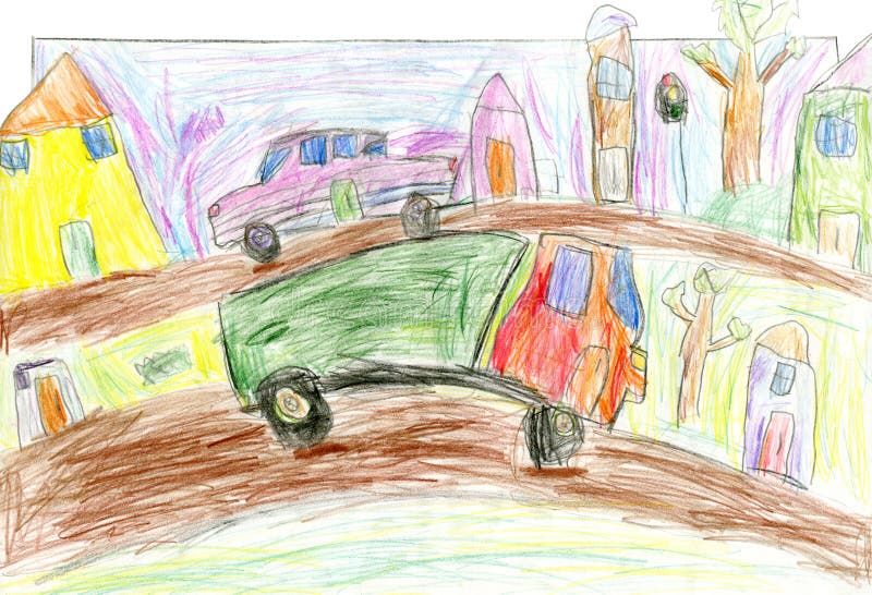 Cars in the city, children Cars in the city, children