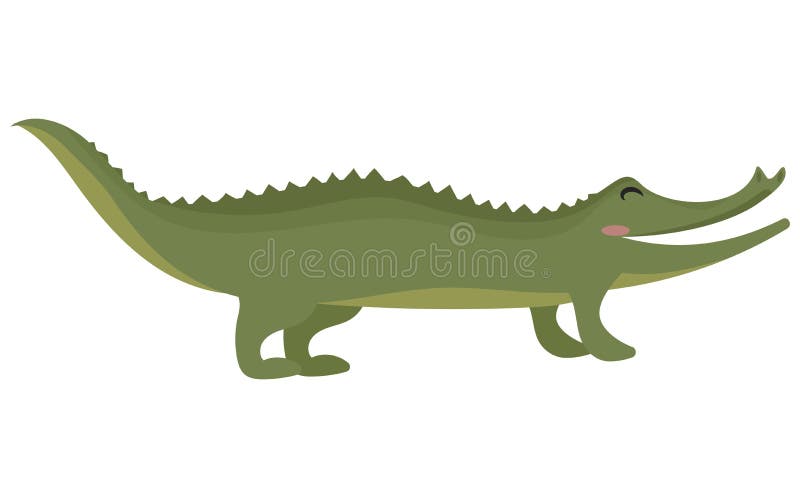 Cartoon crocodile. Vector illustration of a green alligator. Drawing animal for children. Zoo for kids. Cartoon crocodile. Vector illustration of a green stock illustration
