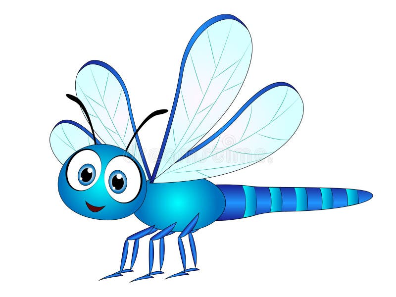 Cartoon Dragonfly Clip Art. Vector Illustration of a Cute Cartoon Dragonfly with big eyes and smile royalty free illustration