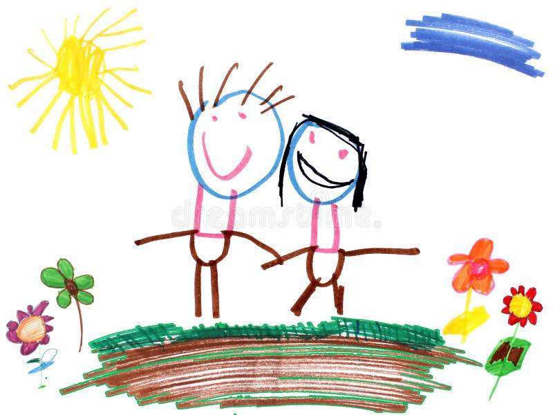 Child drawing family royalty free illustration Child drawing family royalty free illustration