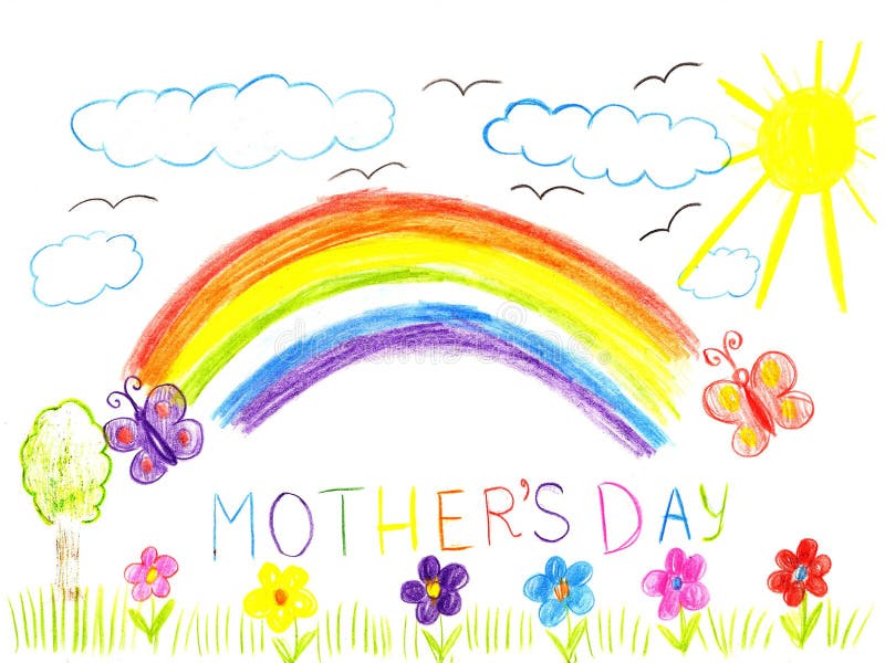Child drawing mothers day stock illustration Child drawing mothers day stock illustration
