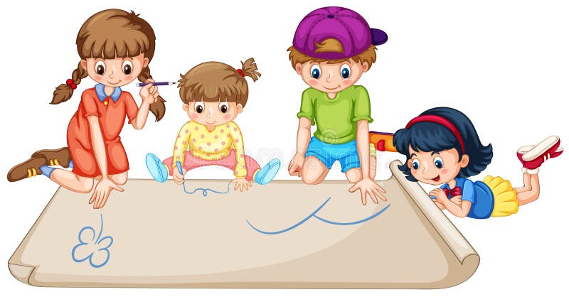 Children drawing on paper stock illustration Children drawing on paper stock illustration