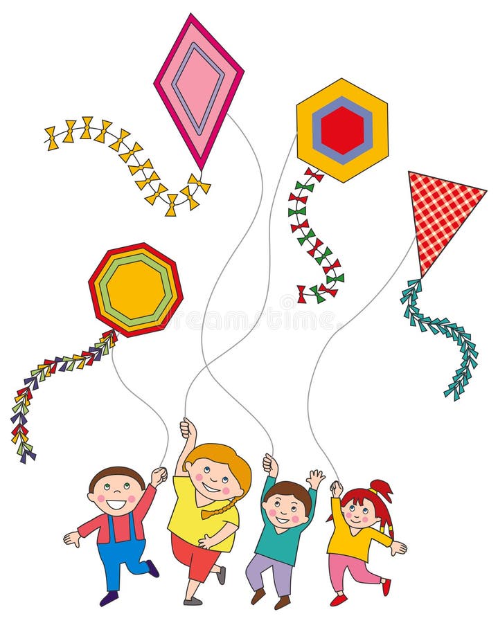 Children Flying Kites stock illustration Children Flying Kites stock illustration