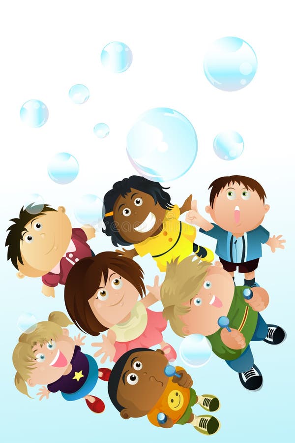 Children playing bubbles royalty free illustration Children playing bubbles royalty free illustration