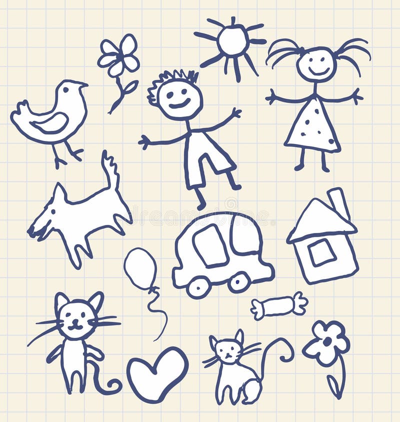 Childrens drawing stock illustration
