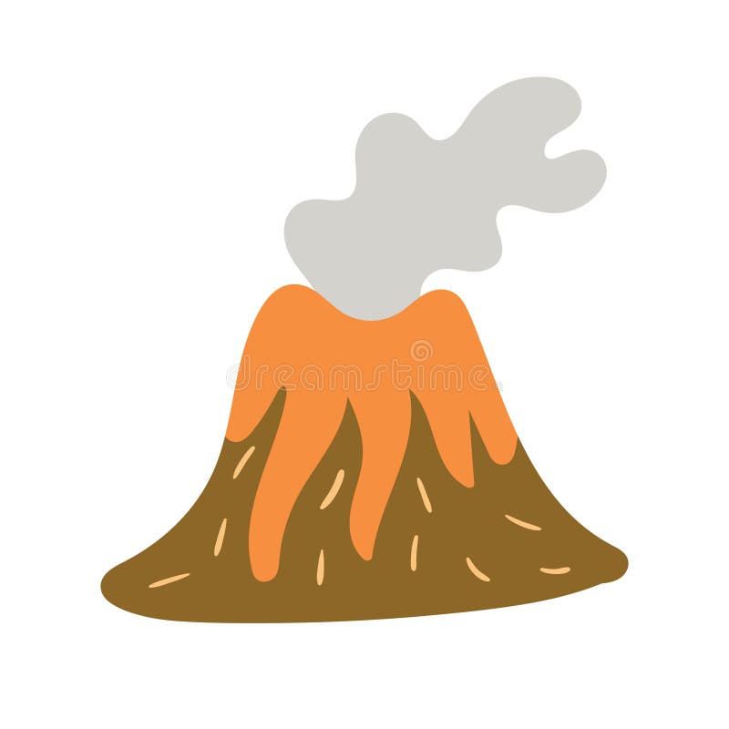 Children`s drawing of the volcano hand-drawn. Vector illustration vector illustration