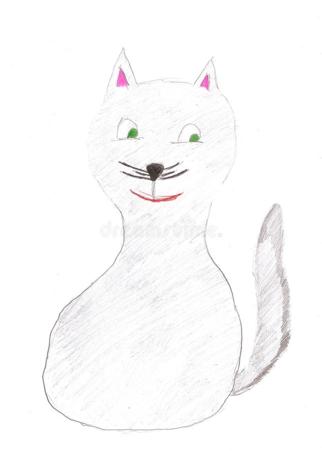 Childrens drawing cat stock illustration