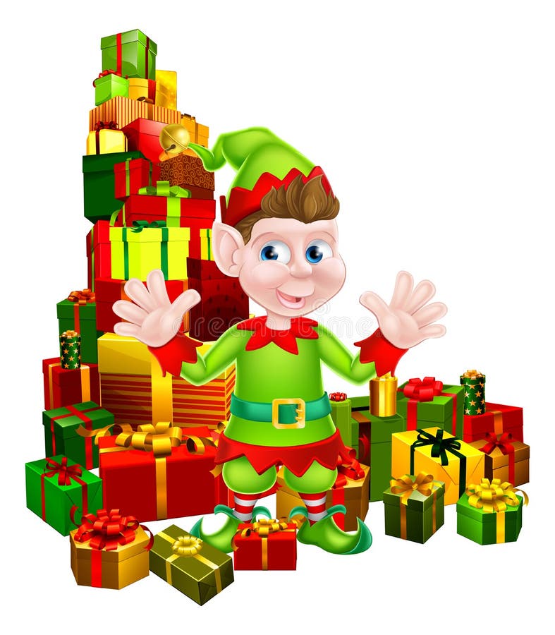 Christmas Gifts Elf stock illustration