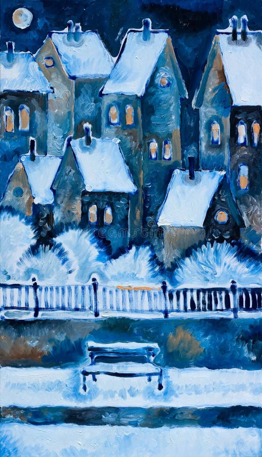 City oil painted. On canvas stock illustration City oil painted. On canvas stock illustration