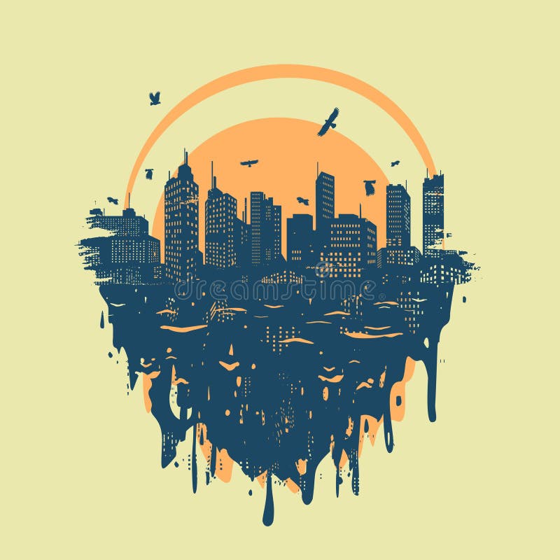 City painted with a brush. EPS 8 file format royalty free illustration City painted with a brush. EPS 8 file format royalty free illustration
