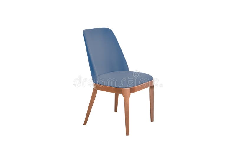 Color wooden and fabric Chair. Isolated on white, background, blue, business, comfortable, contemporary, cushioned, decor, design, elegance, everyday, front royalty free stock photos Color wooden and fabric Chair. Isolated on white, background, blue, business, comfortable, contemporary, cushioned, decor, design, elegance, everyday, front royalty free stock photos