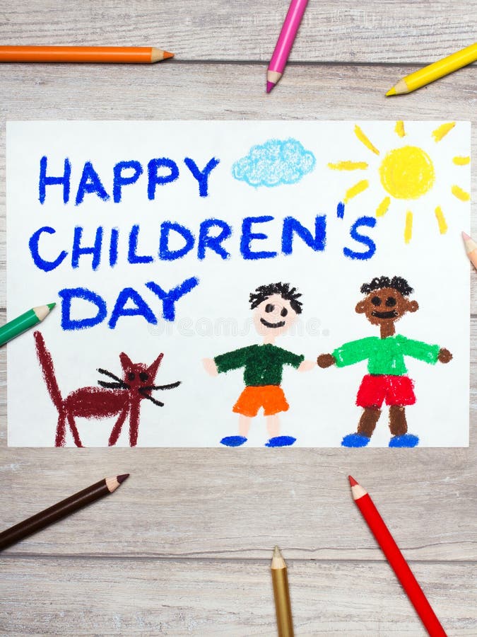 drawing: Childrens day card royalty free stock images drawing: Childrens day card royalty free stock images