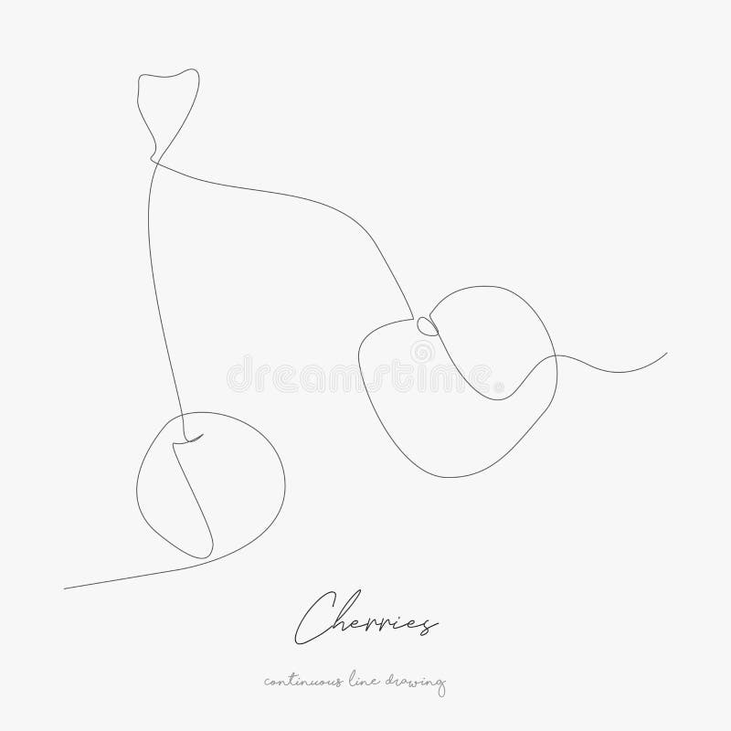 Continuous line drawing. cherries. simple vector illustration. cherries concept hand drawing sketch line. Continuous line drawing. cherries. simple vector stock illustration