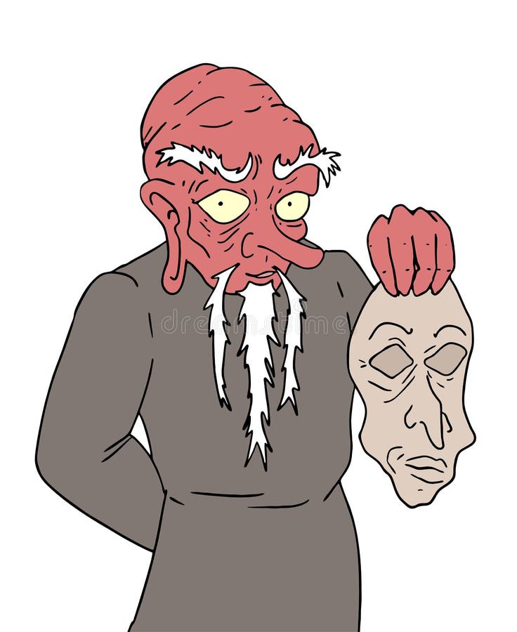 Man with tengu mask draw. Creative design of man with tengu mask draw stock illustration