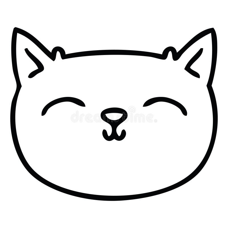 Quirky line drawing cartoon cat face. A creative illustrated quirky line drawing cartoon cat face stock illustration