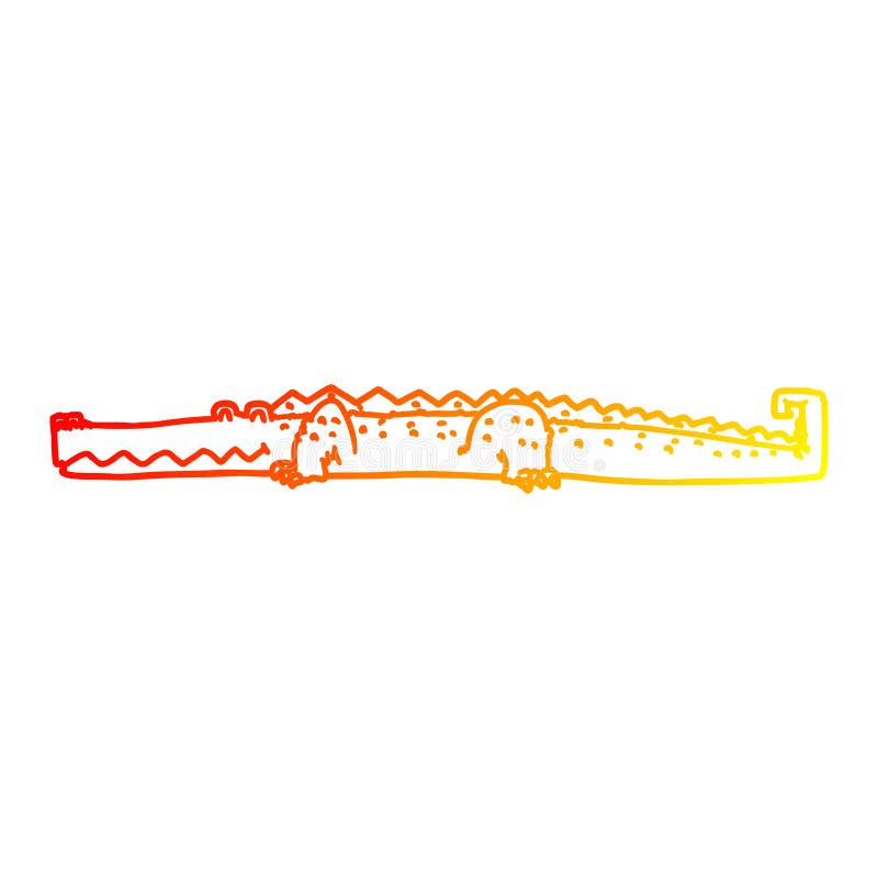 A creative warm gradient line drawing cartoon crocodile. An original creative warm gradient line drawing cartoon crocodile vector illustration