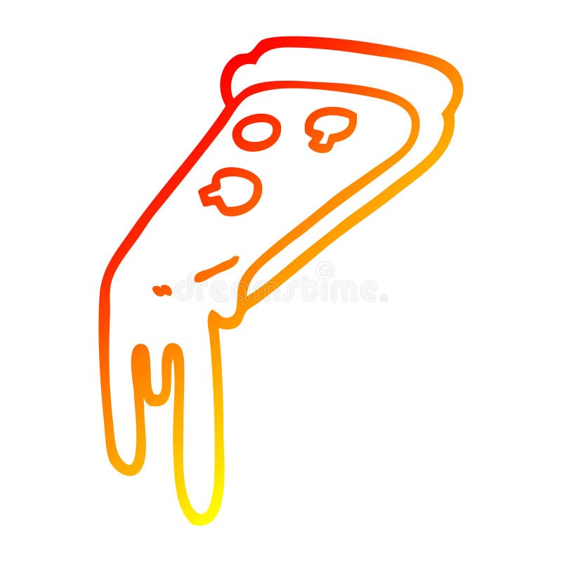 A creative warm gradient line drawing cartoon pizza slice. An original creative warm gradient line drawing cartoon pizza slice royalty free illustration
