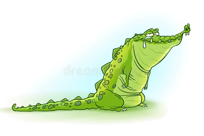 Crocodile tears. Illustration of cute and crazy cartoon crocodile royalty free illustration