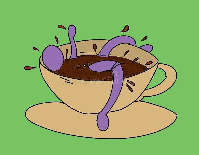 In a cup of coffeeColorful drawings in pop art style. Colorful drawings in pop art style royalty free illustration In a cup of coffeeColorful drawings in pop art style. Colorful drawings in pop art style royalty free illustration