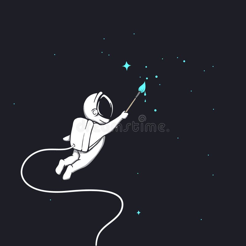 Cute astronaut drawing a stars stock illustration Cute astronaut drawing a stars stock illustration