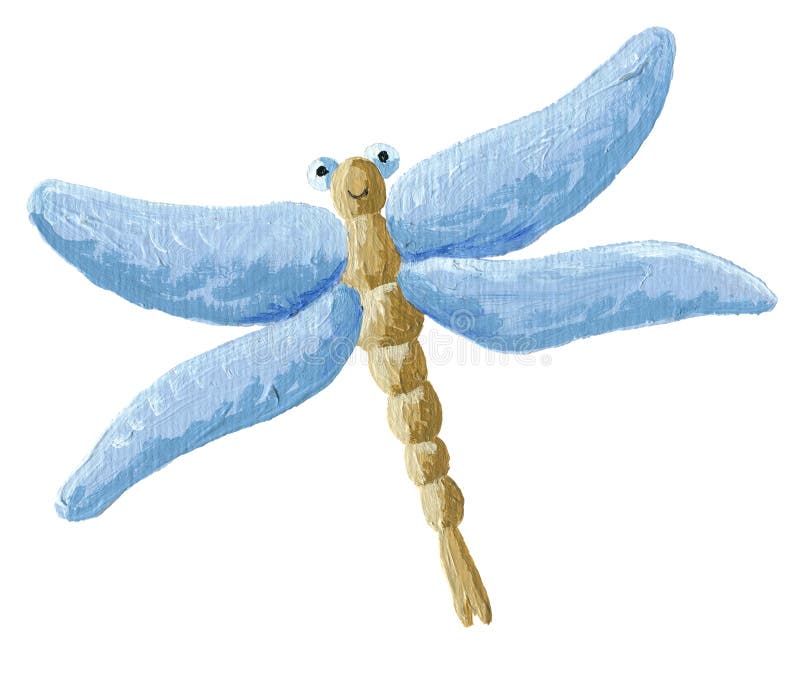 Cute Blue Dragonfly. Acrylic illustration of the cute blue Dragonfly stock illustration