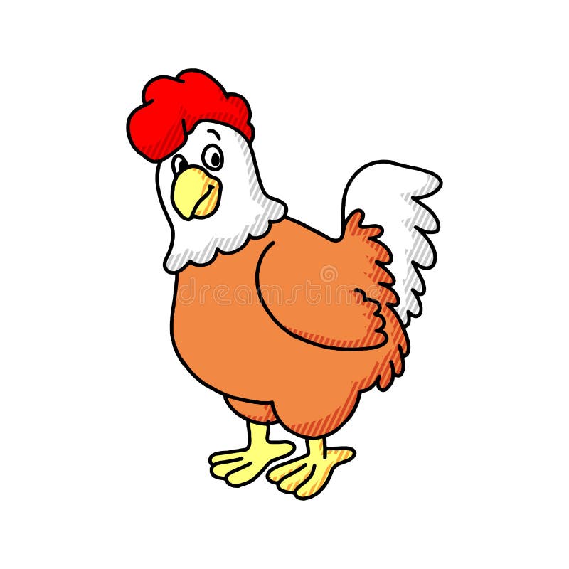 A cute cartoon cockerel rooster chicken bird character illustration stock illustration