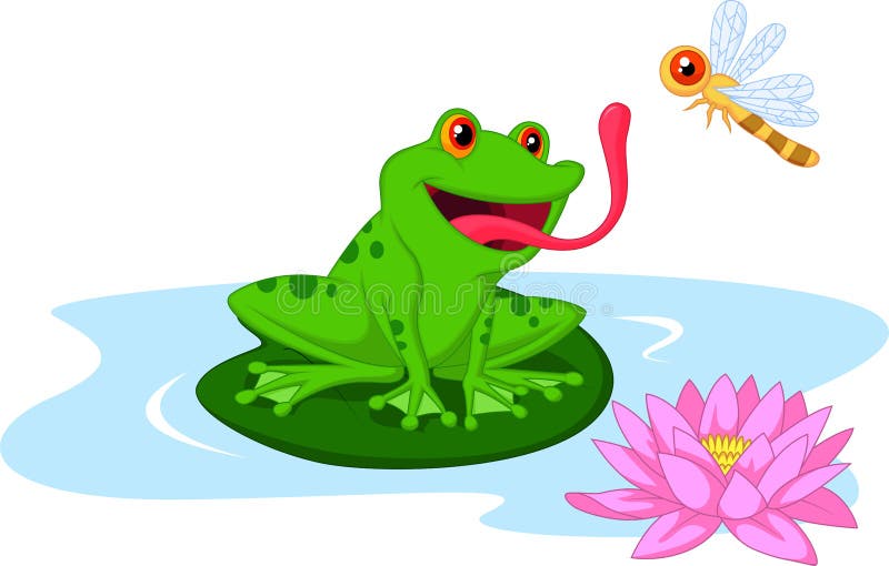 Cute cartoon frog catching dragonfly. Illustration of Cute cartoon frog catching dragonfly stock illustration