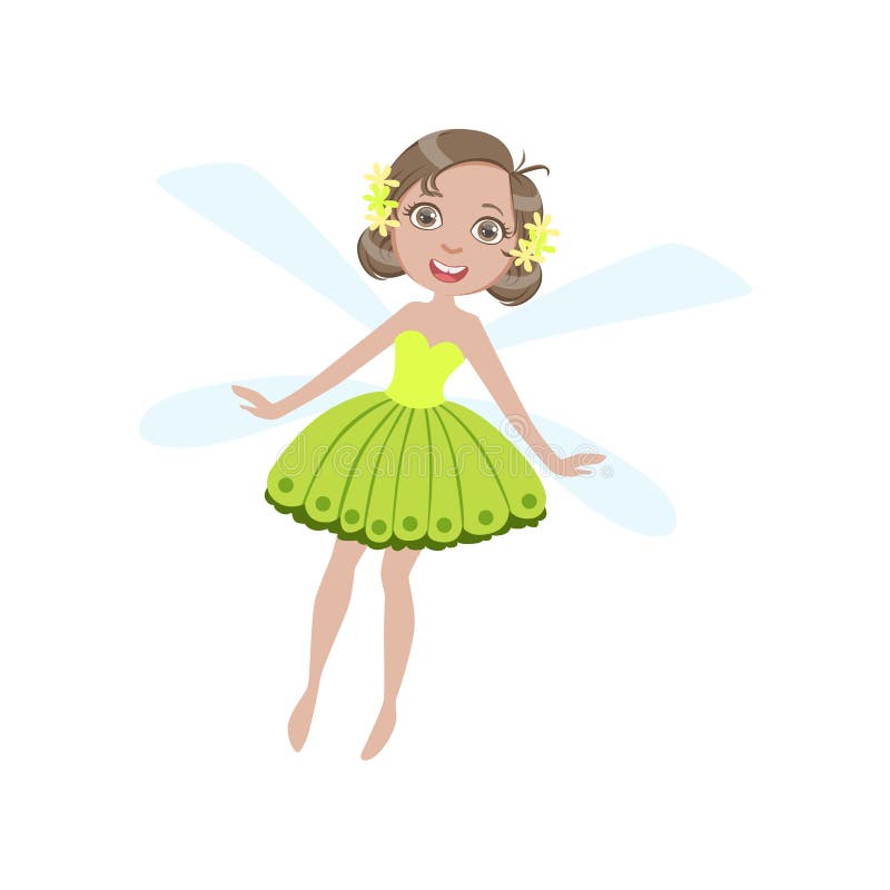 Cute Fairy With Dragonfly Wings Girly Cartoon Character royalty free illustration