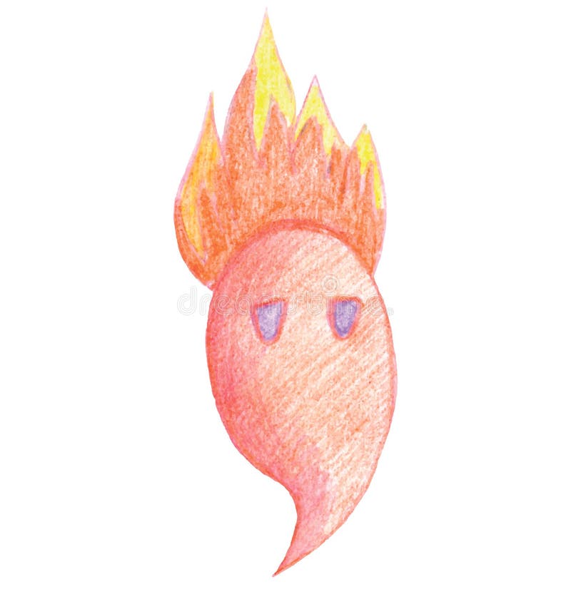 Cute fiery monster draw a pencil royalty free illustration