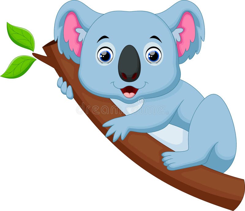 Cute koala cartoon on a tree vector illustration