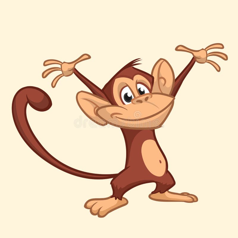 Cute monkey cartoon icon. Vector illustration of drawing monkey outlined. Cute monkey cartoon icon. Vector illustration of drawing chimpanzee outlined vector illustration