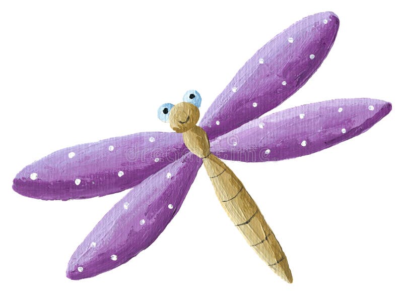 Cute purple Dragonfly. Acrylic illustration of cute purple Dragonfly stock illustration