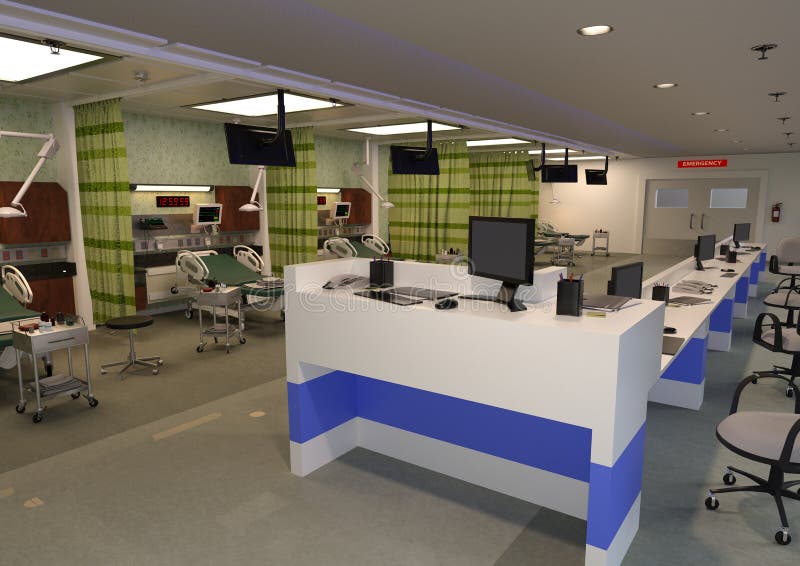 3D Rendering Emergency Room. 3D rendering of an empty emergency room stock images 3D Rendering Emergency Room. 3D rendering of an empty emergency room stock images